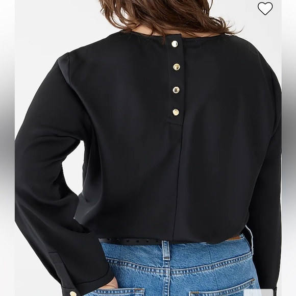 Long-sleeve button-back top in everyday crepe - Picture 3 of 11